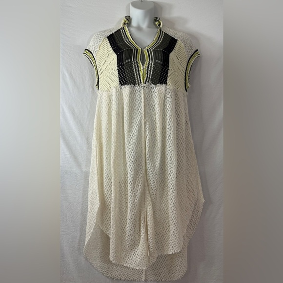 Free People Kelly Cream and Green Crochet Cover Up Maxi Top Dress NWOT SKU1103 - Picture 2 of 11